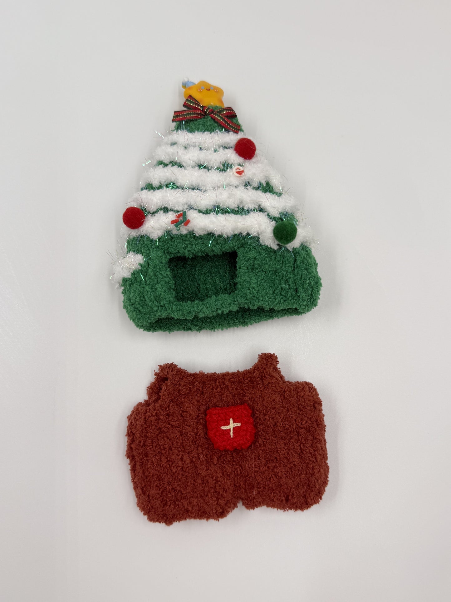 Handmade Knitted Christmas Tree Outfit for Labubu