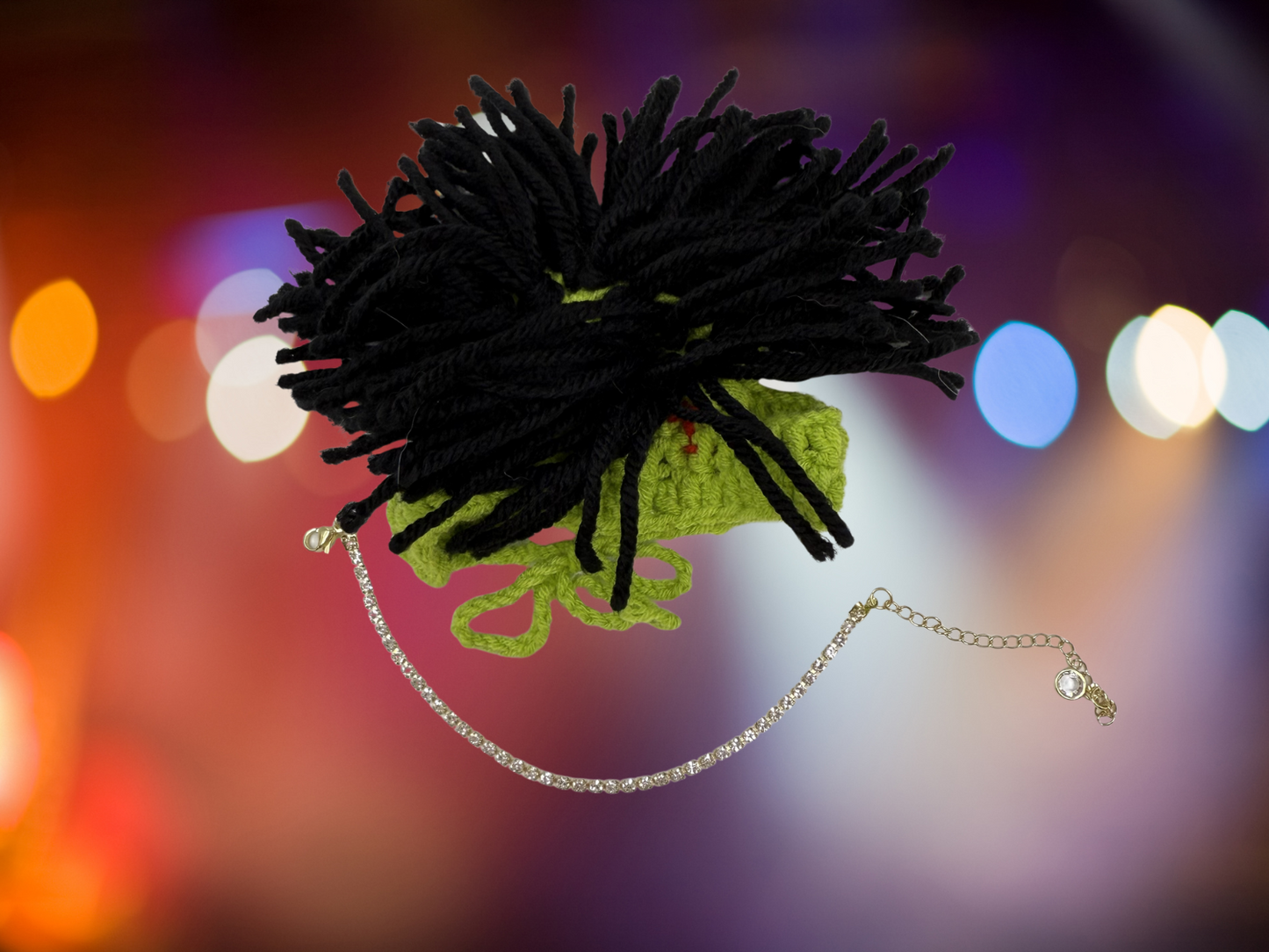 Dreadlock hair with diamond necklace for labubu