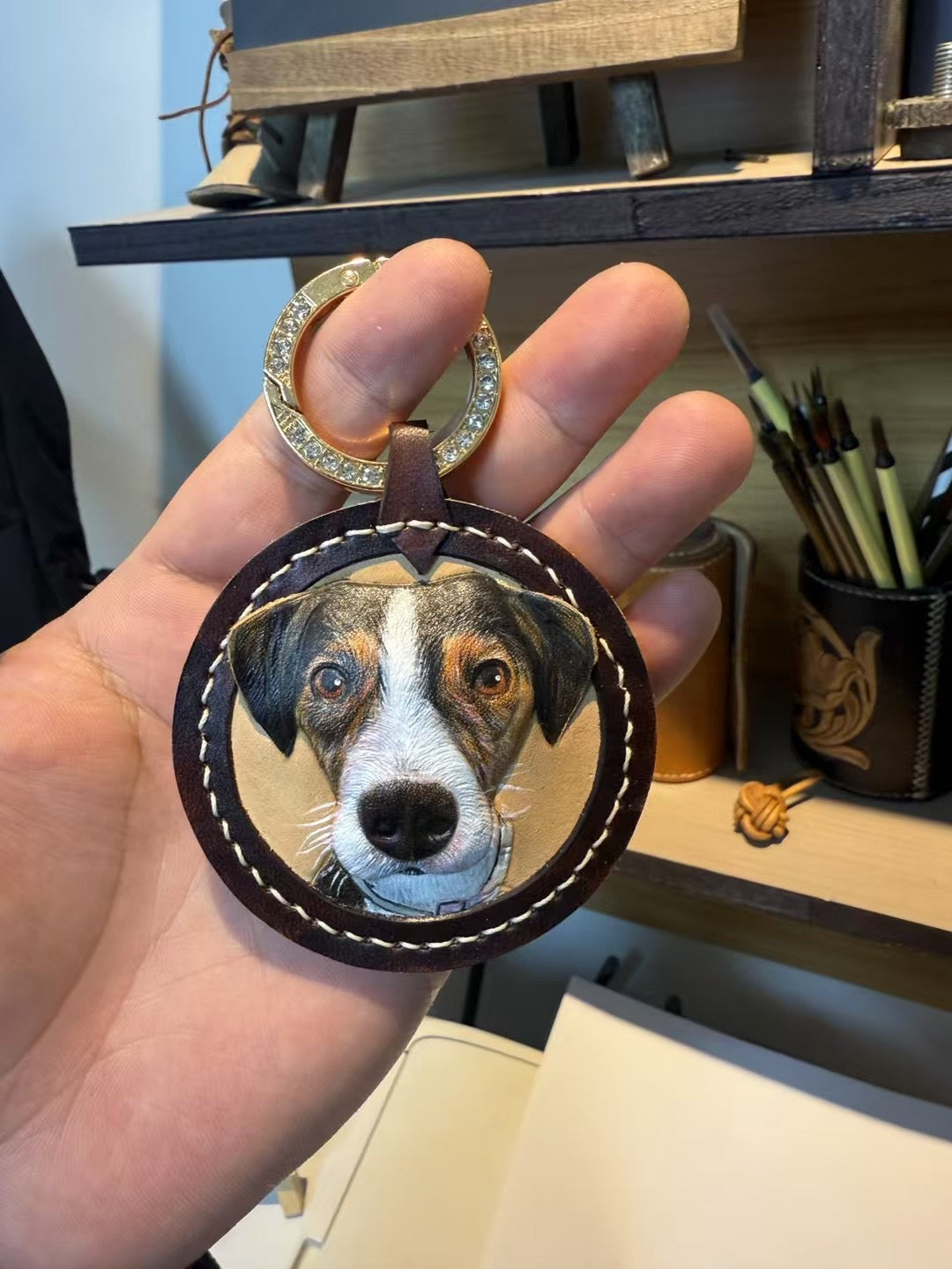 Custom Pet Leather Carving Keychain