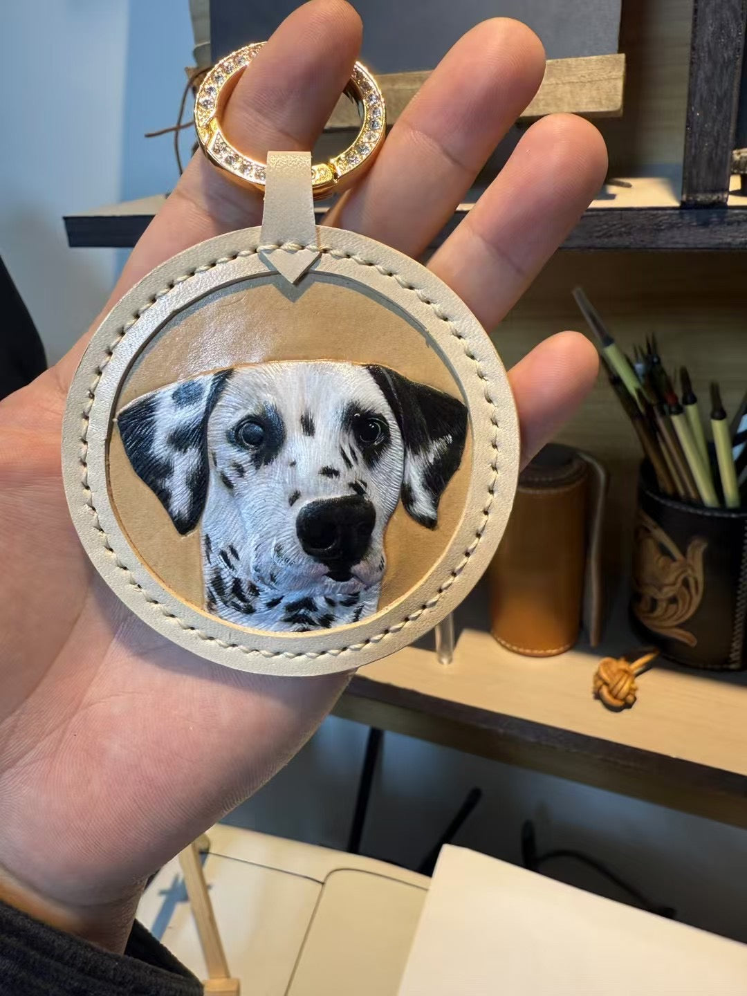 Custom Pet Leather Carving Keychain