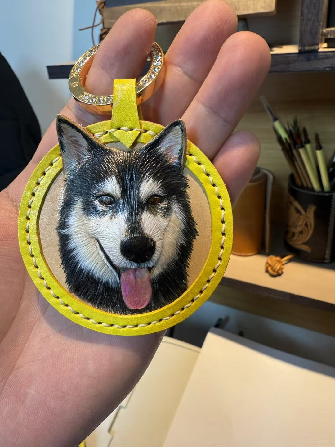 Custom Pet Leather Carving Keychain