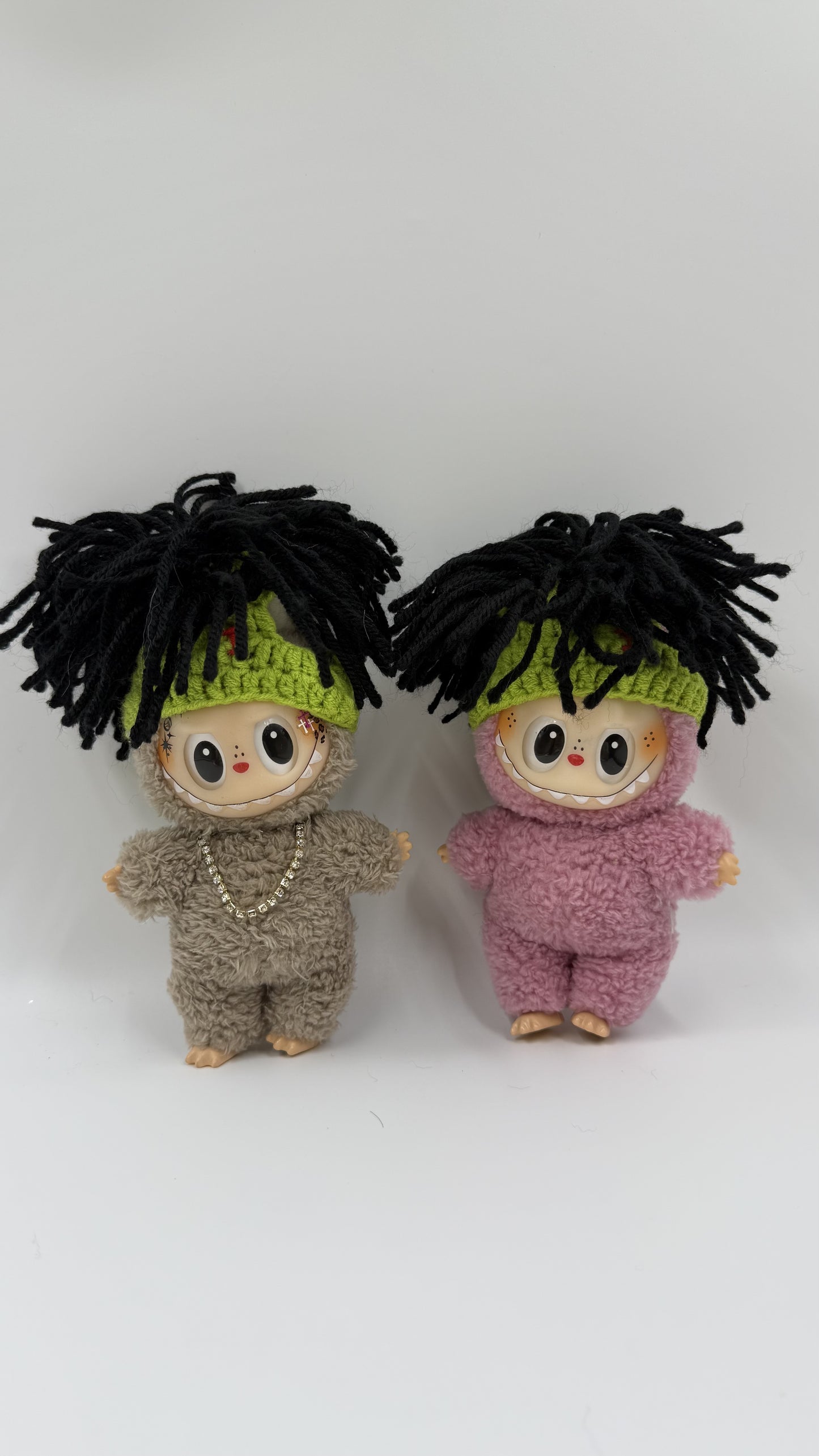 Dreadlock hair with diamond necklace for labubu