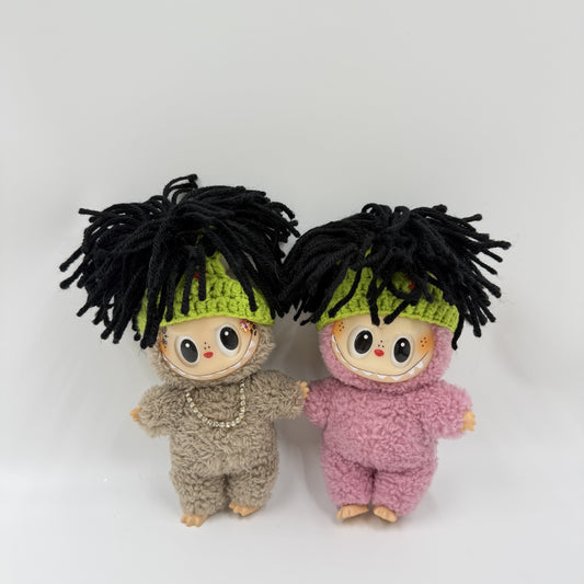 Dreadlock hair with diamond necklace for labubu