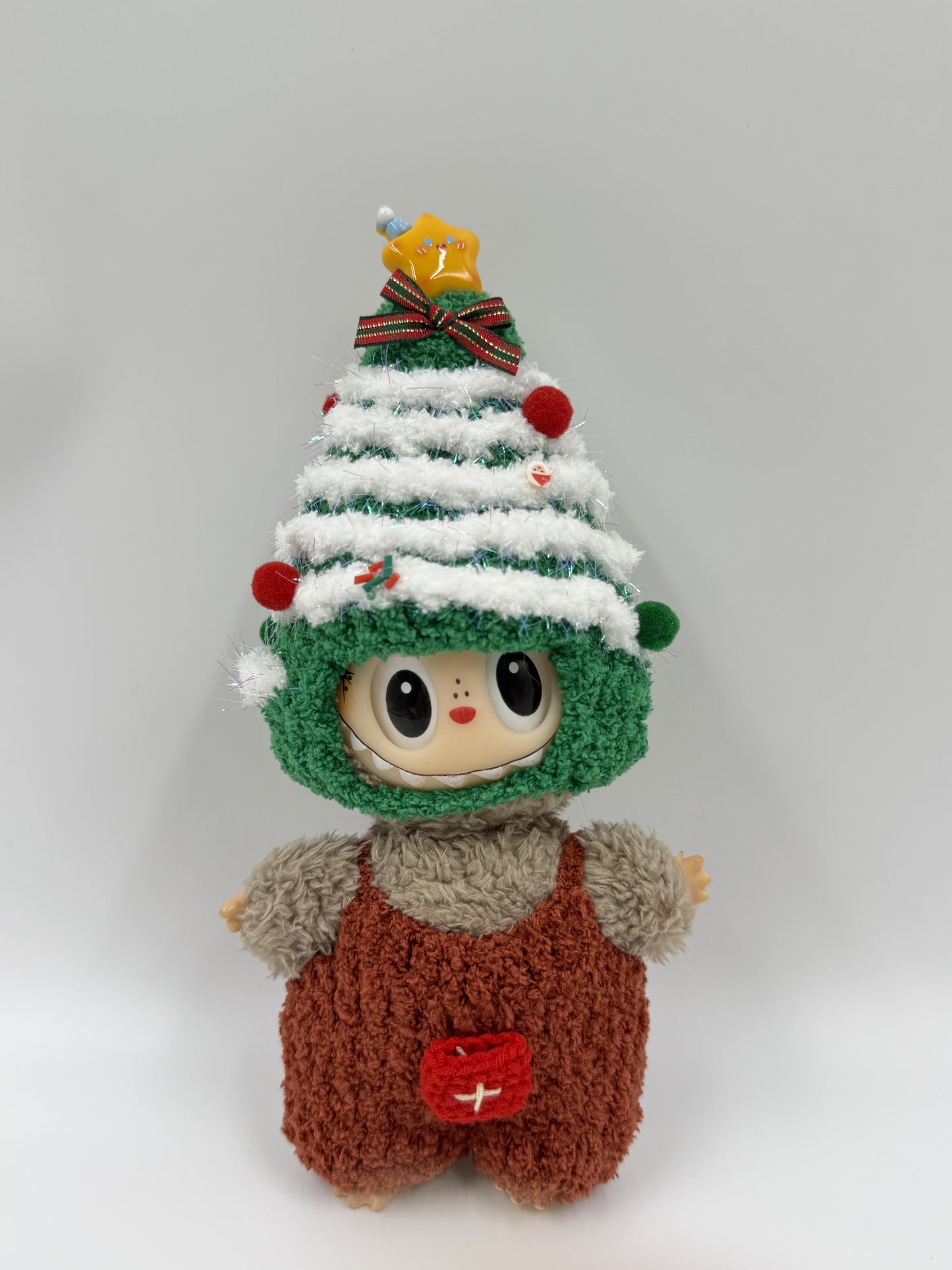 Handmade Knitted Christmas Tree Outfit for Labubu
