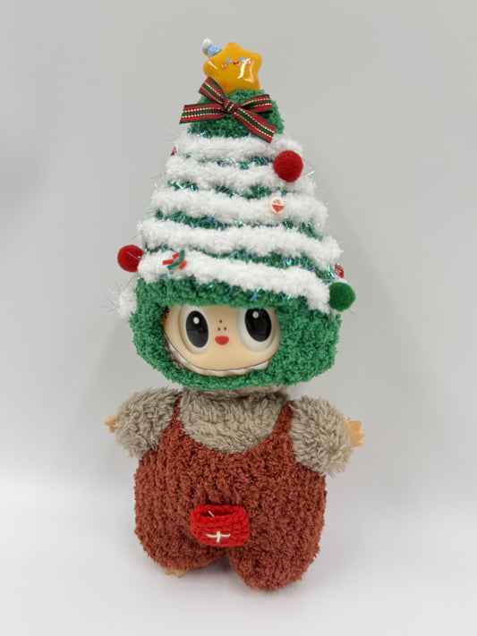 Handmade Knitted Christmas Tree Outfit for Labubu
