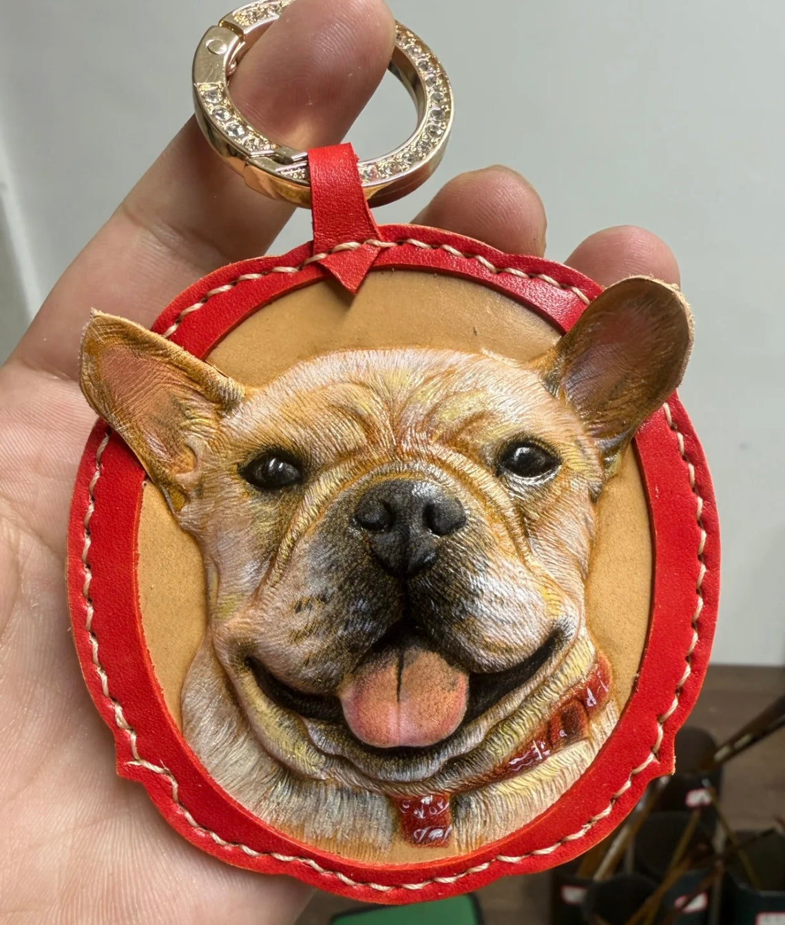 Custom Pet Leather Carving Keychain