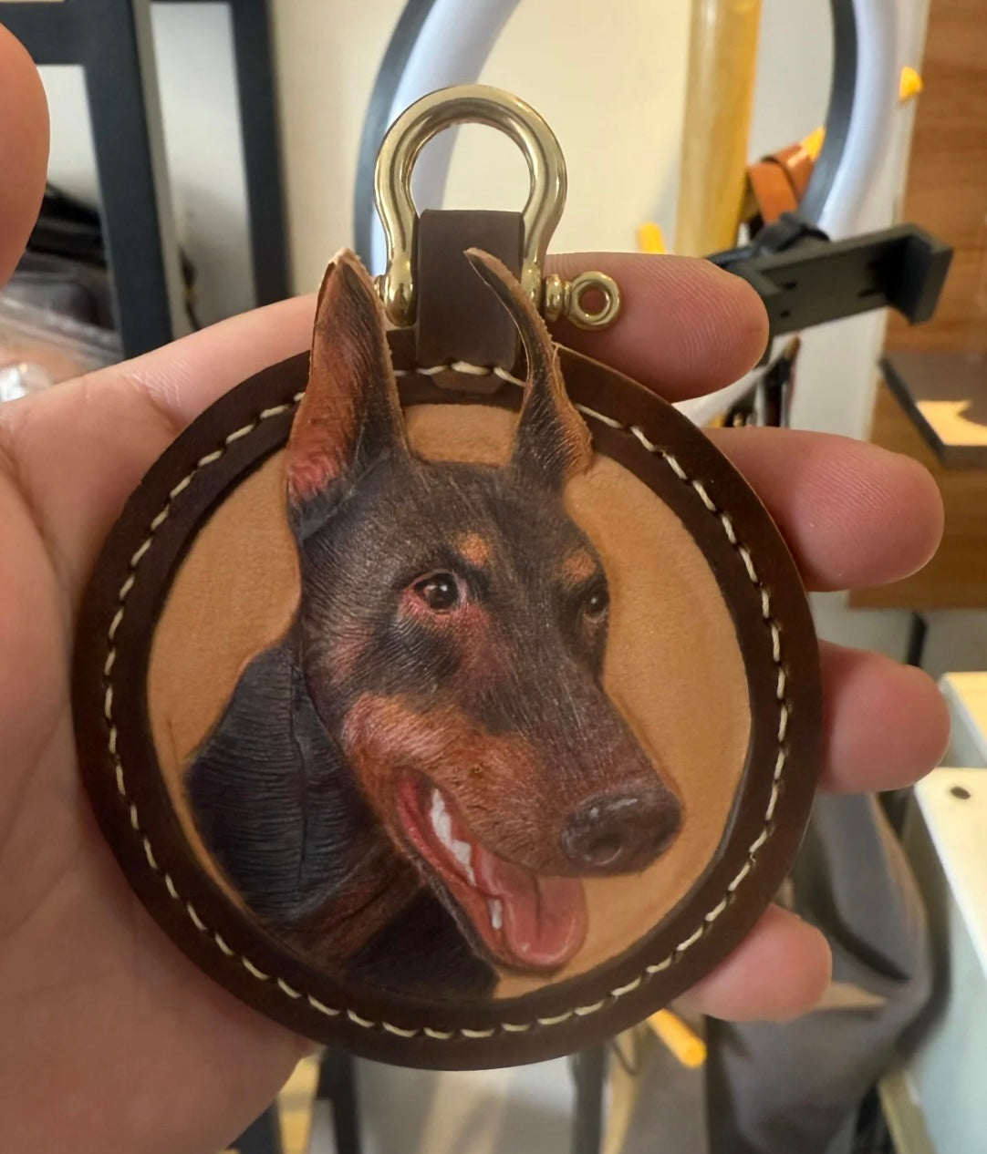 Custom Pet Leather Carving Keychain